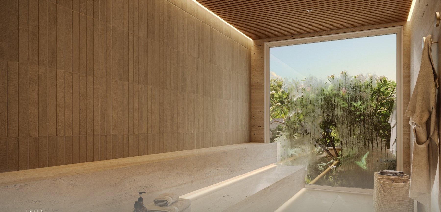 Perspectiva artística: Saunas seca e úmida — área de lazer do Pátio Beira Rio
